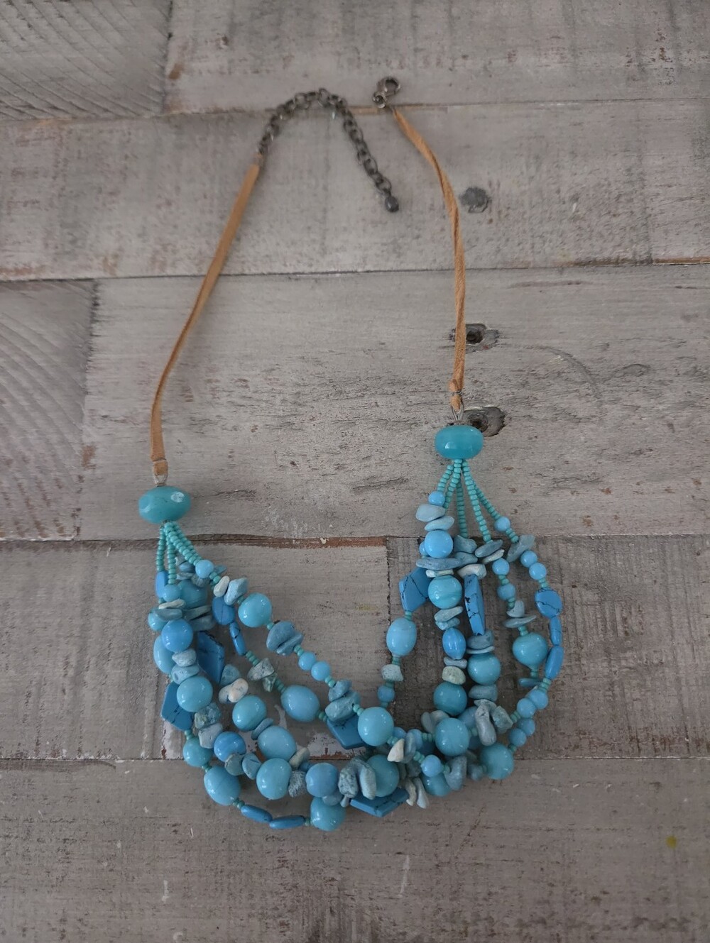 Fun Turquoise Multi-Strand Bead Statement Necklace